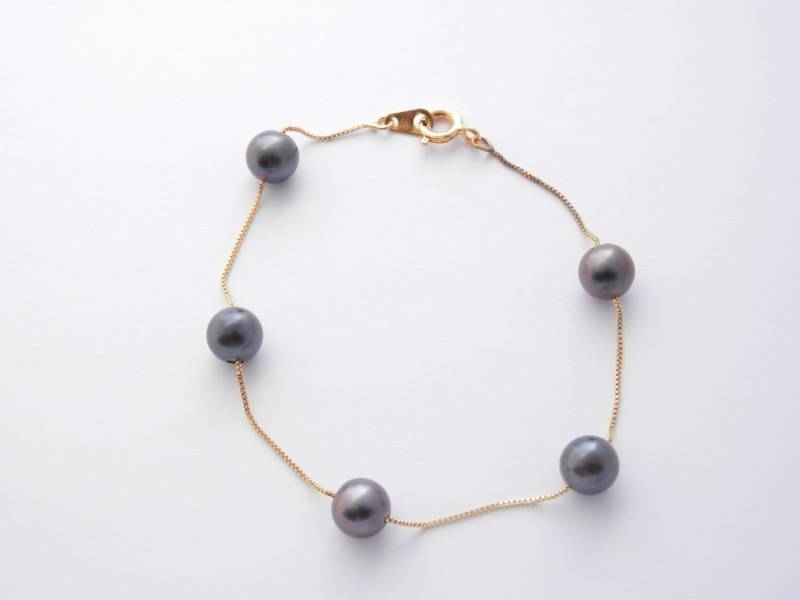 Schwarzes Perlenarmband Weiß von PearlDazzle