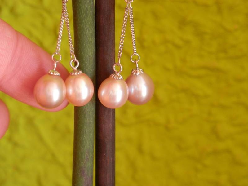 Tropfen Sie Ohrringe Silber Perle Lange Lang Kette Hängen von PearlDazzle