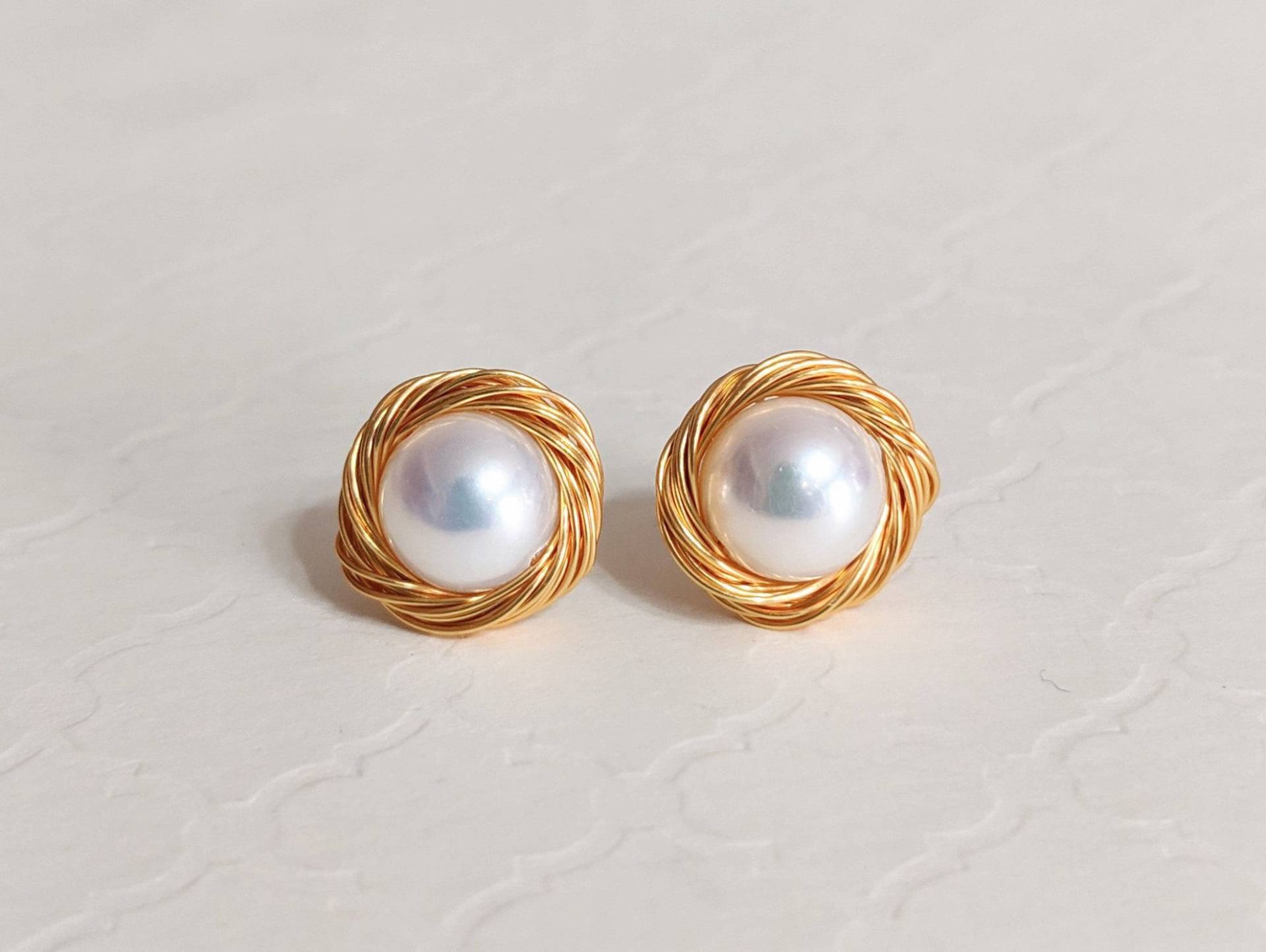 14K Gold Fill Perlen Ohrstecker Aaa Süsswasserperle | 8-9 Mm von PearlSelect