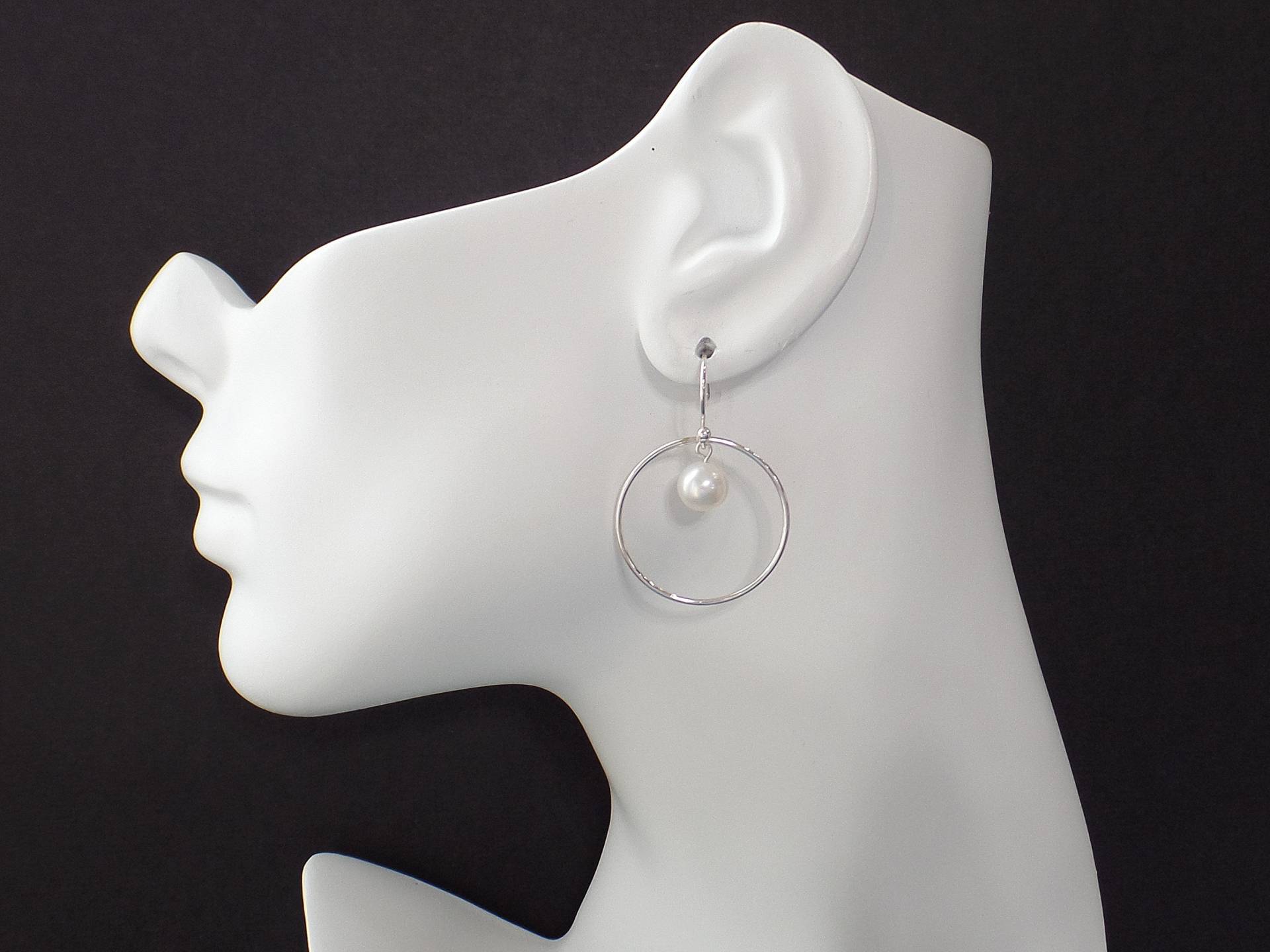 14K Gold Filled Perlen Creolen Zierliche Sterling Silber Ohrhänger von PearlSelect