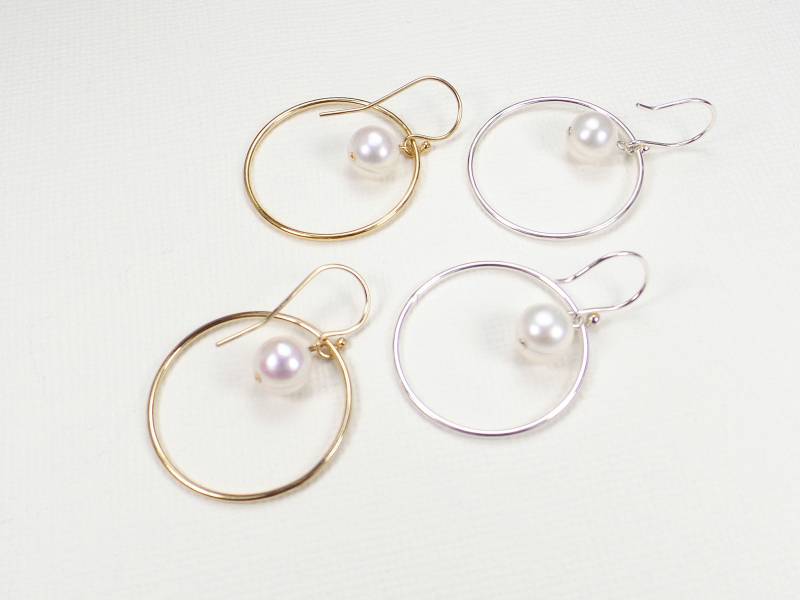 14K Gold Filled Perlen Creolen Zierliche Sterling Silber Ohrhänger von PearlSelect