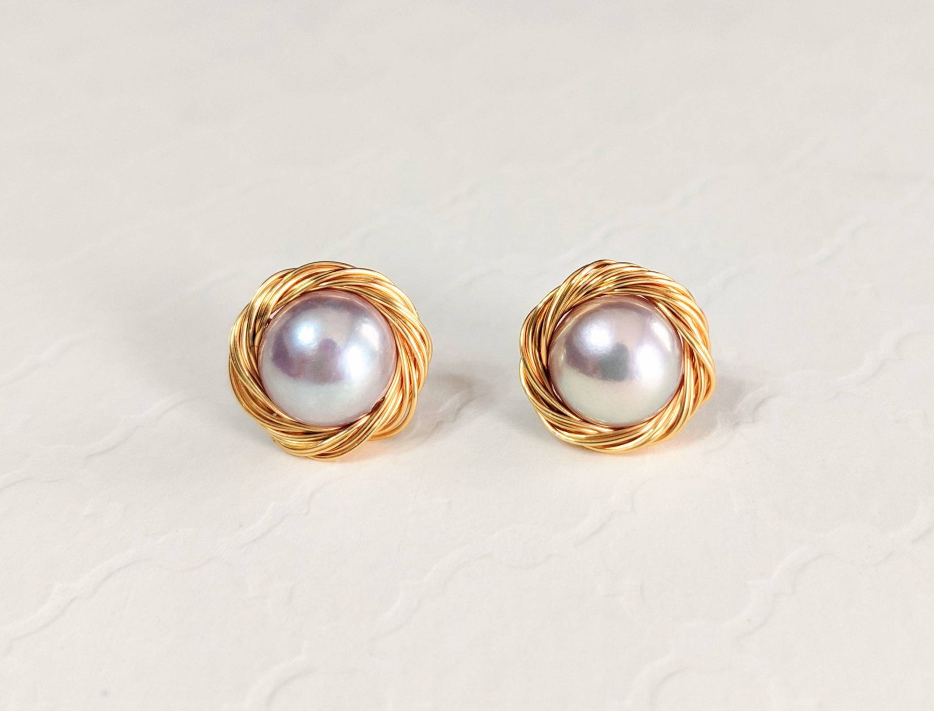 14K Gold Gefüllte Süßwasserperlen-Ohrstecker Aaa Luster von PearlSelect