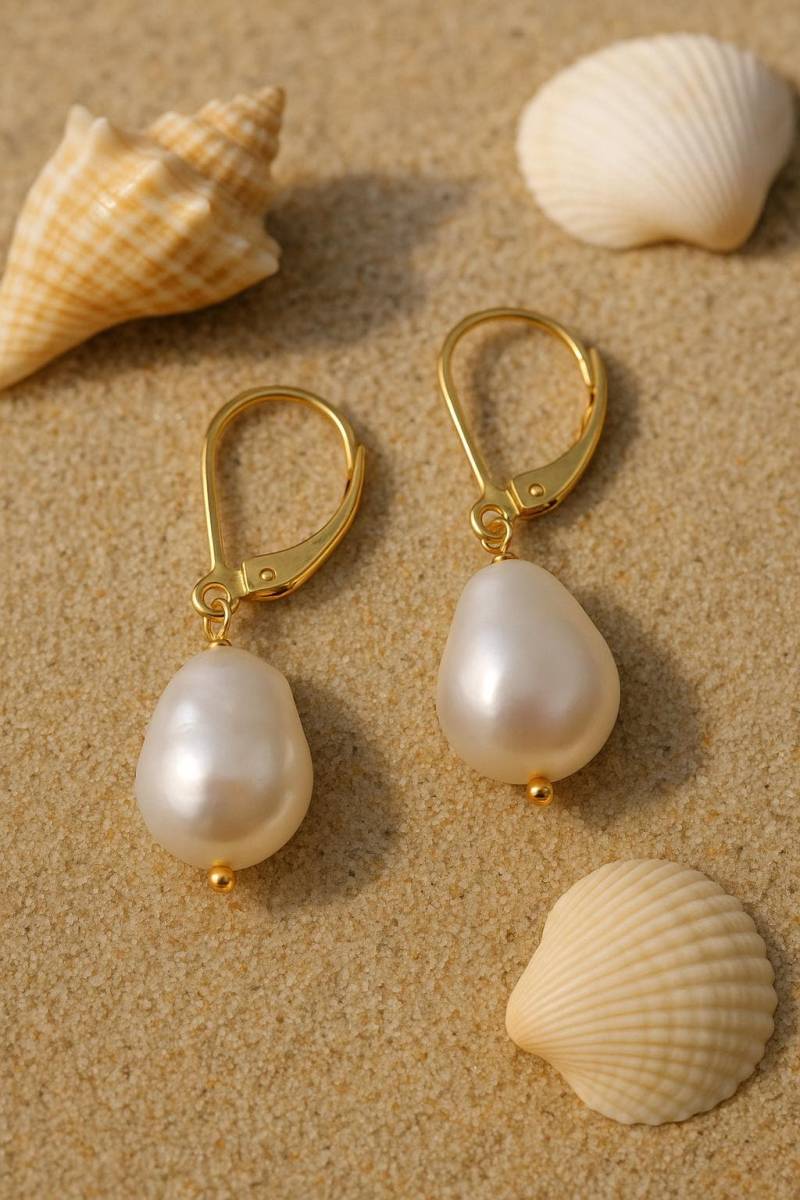 Barock Perle Baumeln Ohrringe 14K Gold Gefüllte Brisuren Ohrringe, Tropfen Perlenohrringe von PearlSelect