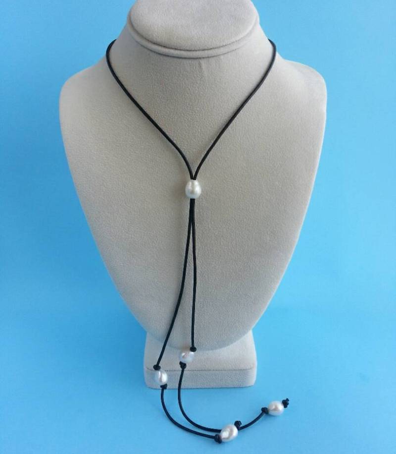 Barock Süsswasserperlen Leder Lariat Kette von PearlSelect
