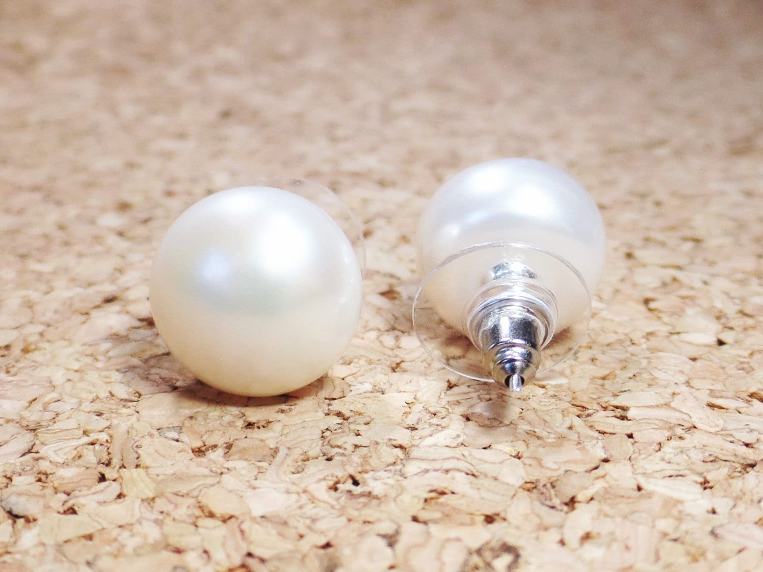 Große Cremeweiße Perlenohrstecker Sterling Silber, Aaa-Qualität von PearlSelect