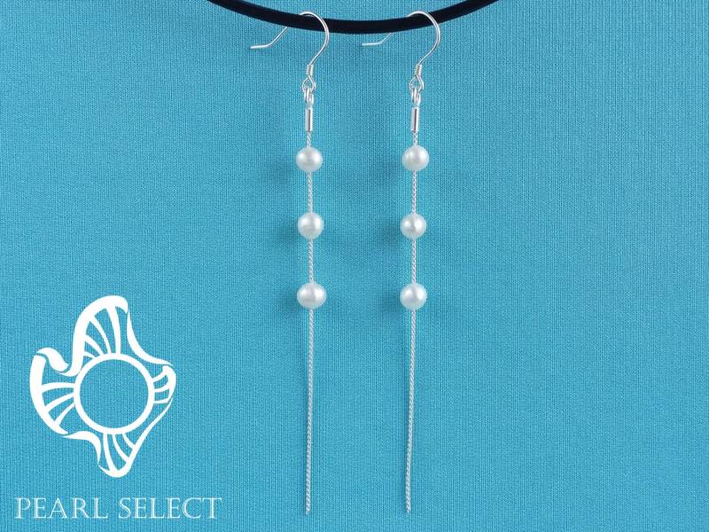 Lange Perlen-Ohrringe Sterling Silber Hochzeit Schmuck von PearlSelect