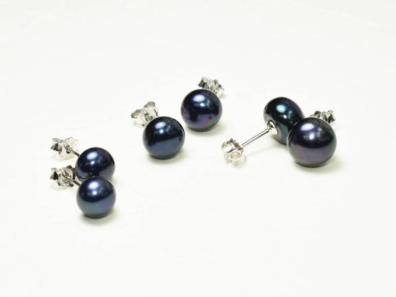 Ohrstecker Mit Schwarzen Perlen 925 Sterling Silber, Aaa Grade von PearlSelect