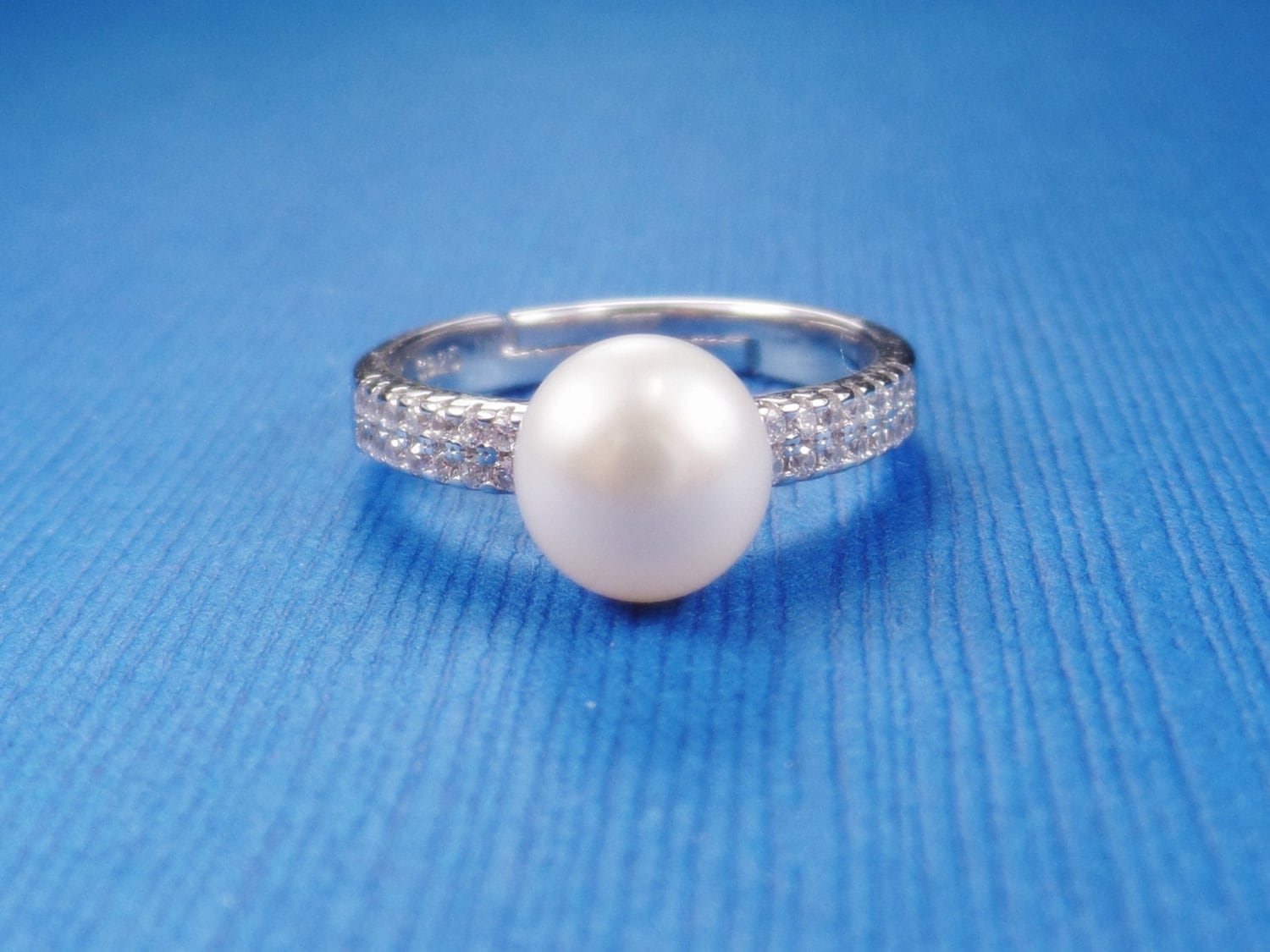 Süßwasser Perle Ring Sterling Silber Einstellbar Cz Ring von PearlSelect