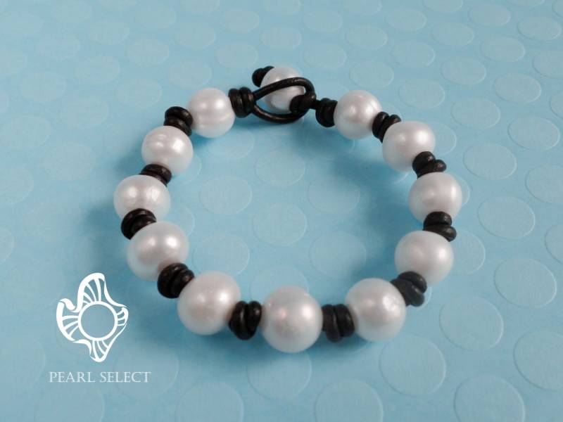 Süßwasser-Zuchtperlen Lederarmband Einzelstrang, 11-12 Mm von PearlSelect