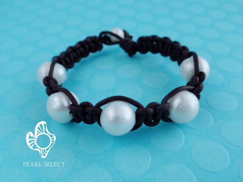Süsswasserperlen Lederarmband Schwarz Oder Braun von PearlSelect