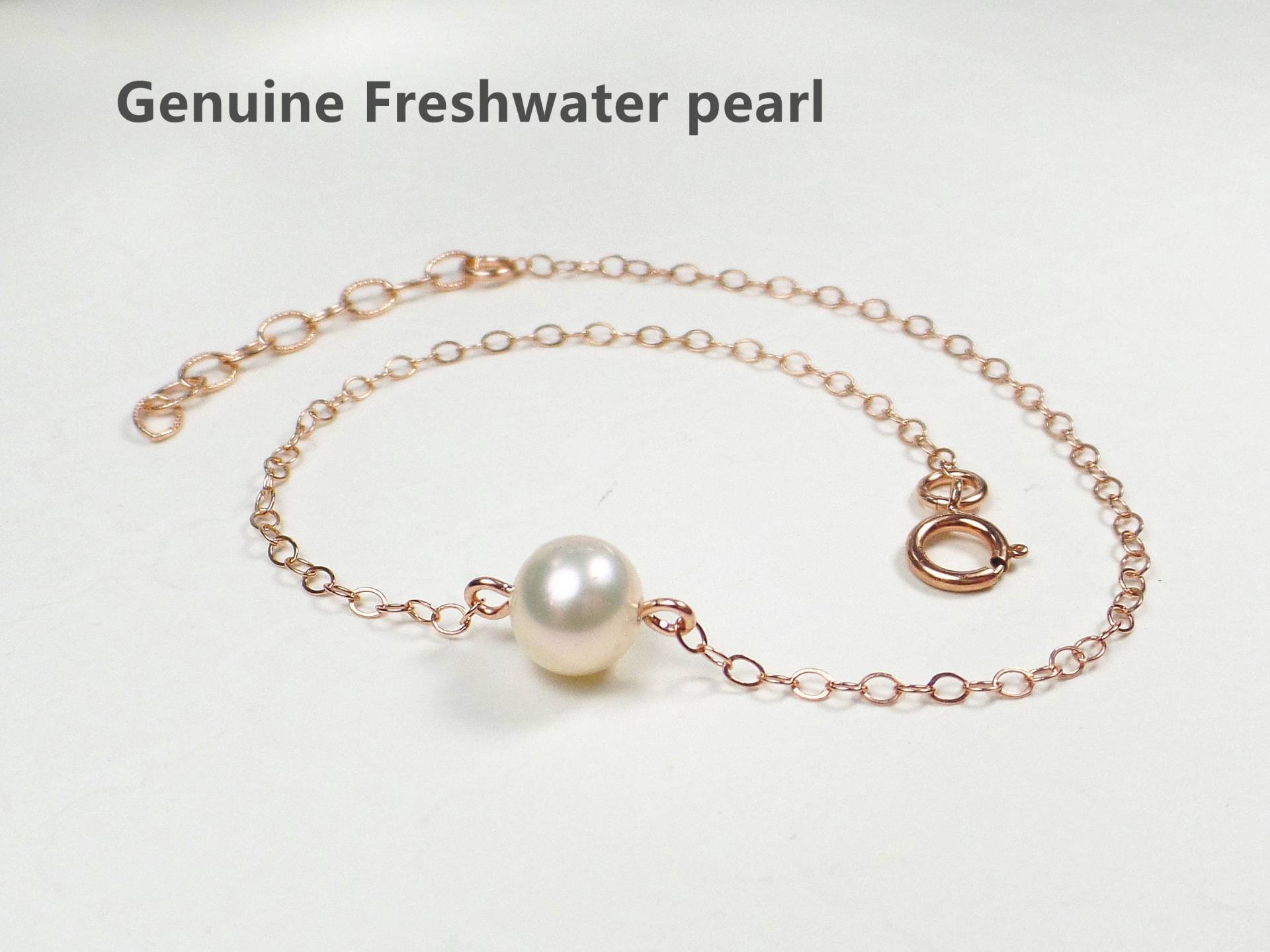 Zierliches Süßwasser Perlen Armband Rosegold Filled, Brautjungfer Schmuck von PearlSelect