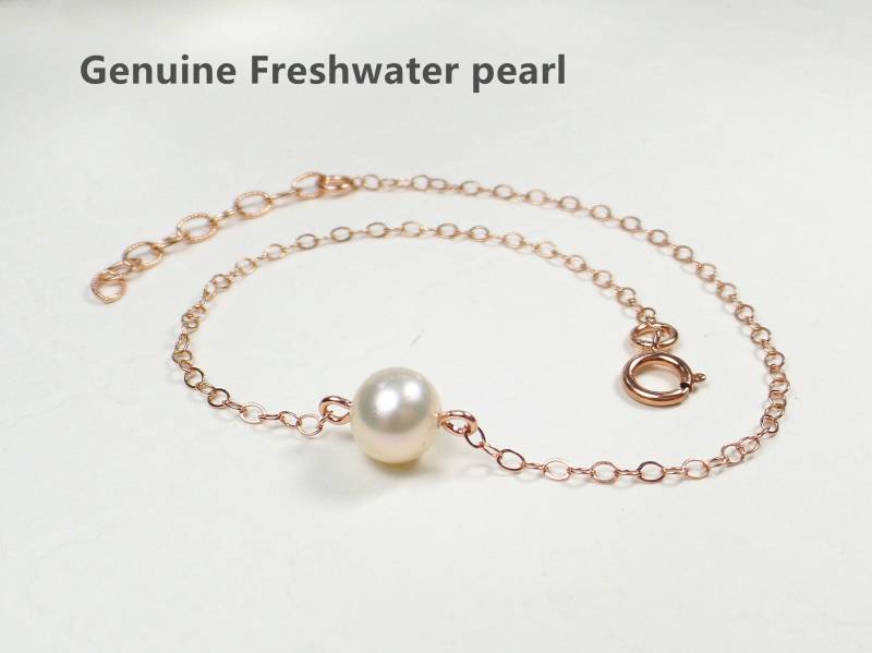Zierliches Süßwasser Perlen Armband Rosegold Filled, Brautjungfer Schmuck von PearlSelect