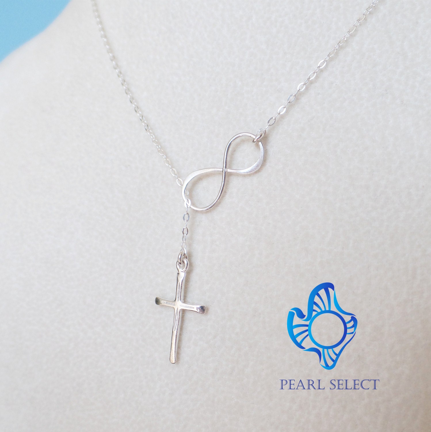 sterling Silber Infinity Kreuz Lariat Halskette von PearlSelect