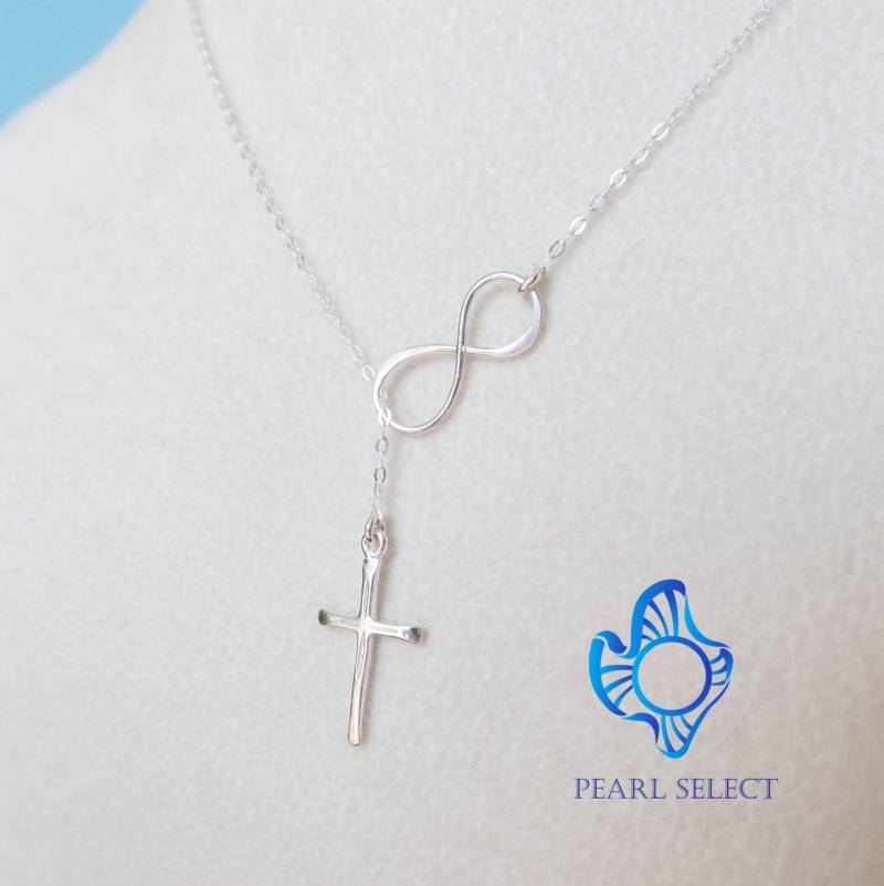 sterling Silber Infinity Kreuz Lariat Halskette von PearlSelect