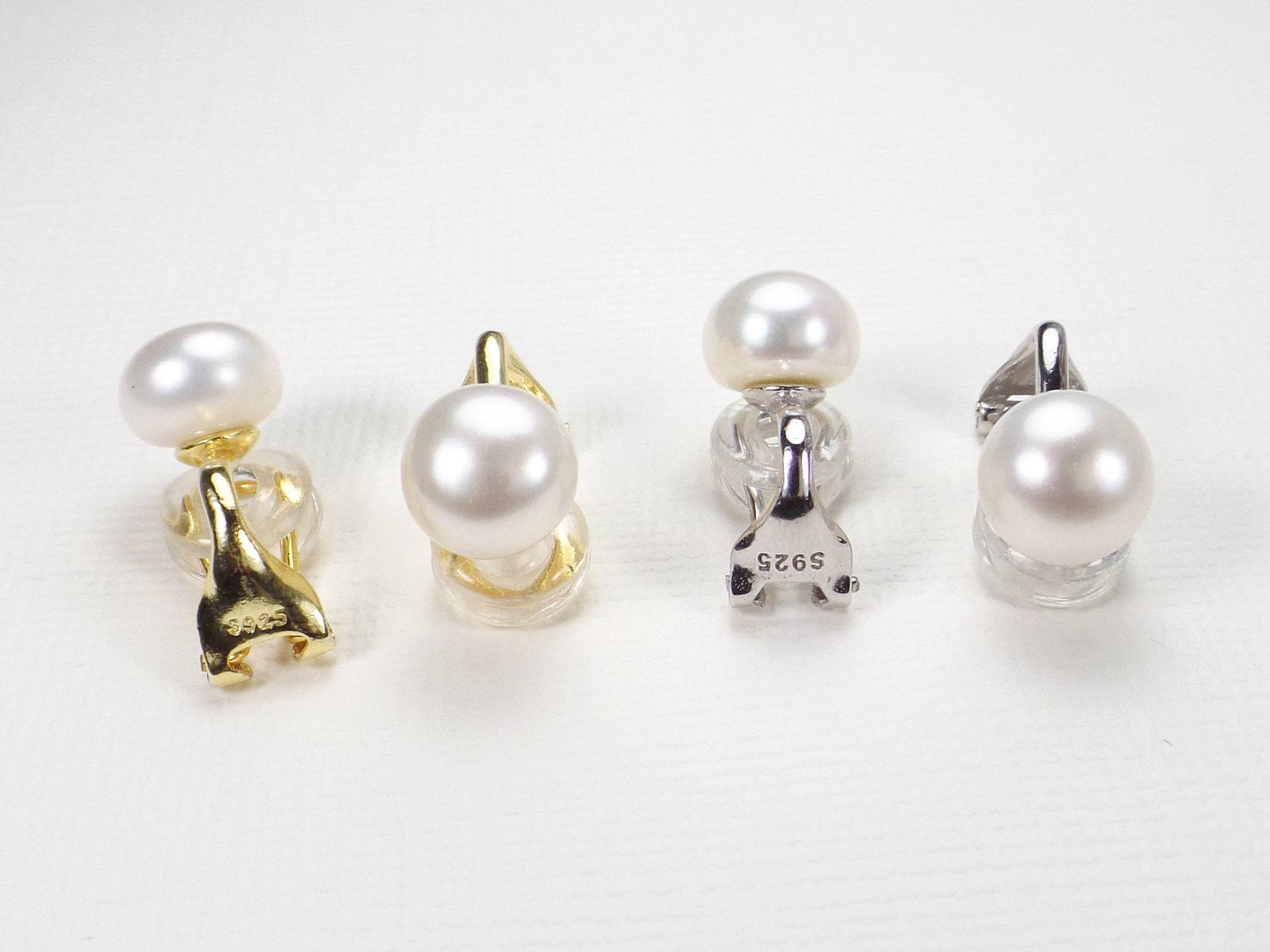sterling Silber Ohrclips Mit Perlen Aaa Elfenbein Weiße Perlen-Ohrstecker von PearlSelect