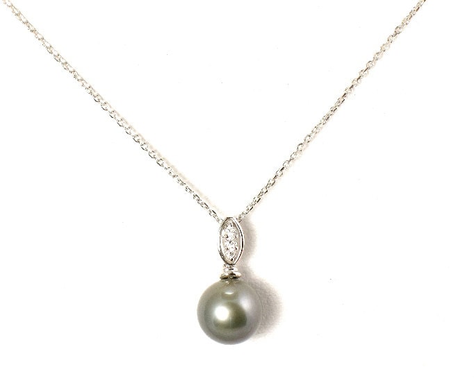 18Kt Gold Diamant 10mm Südseeperle Tahiti Anhänger von PearlSensations