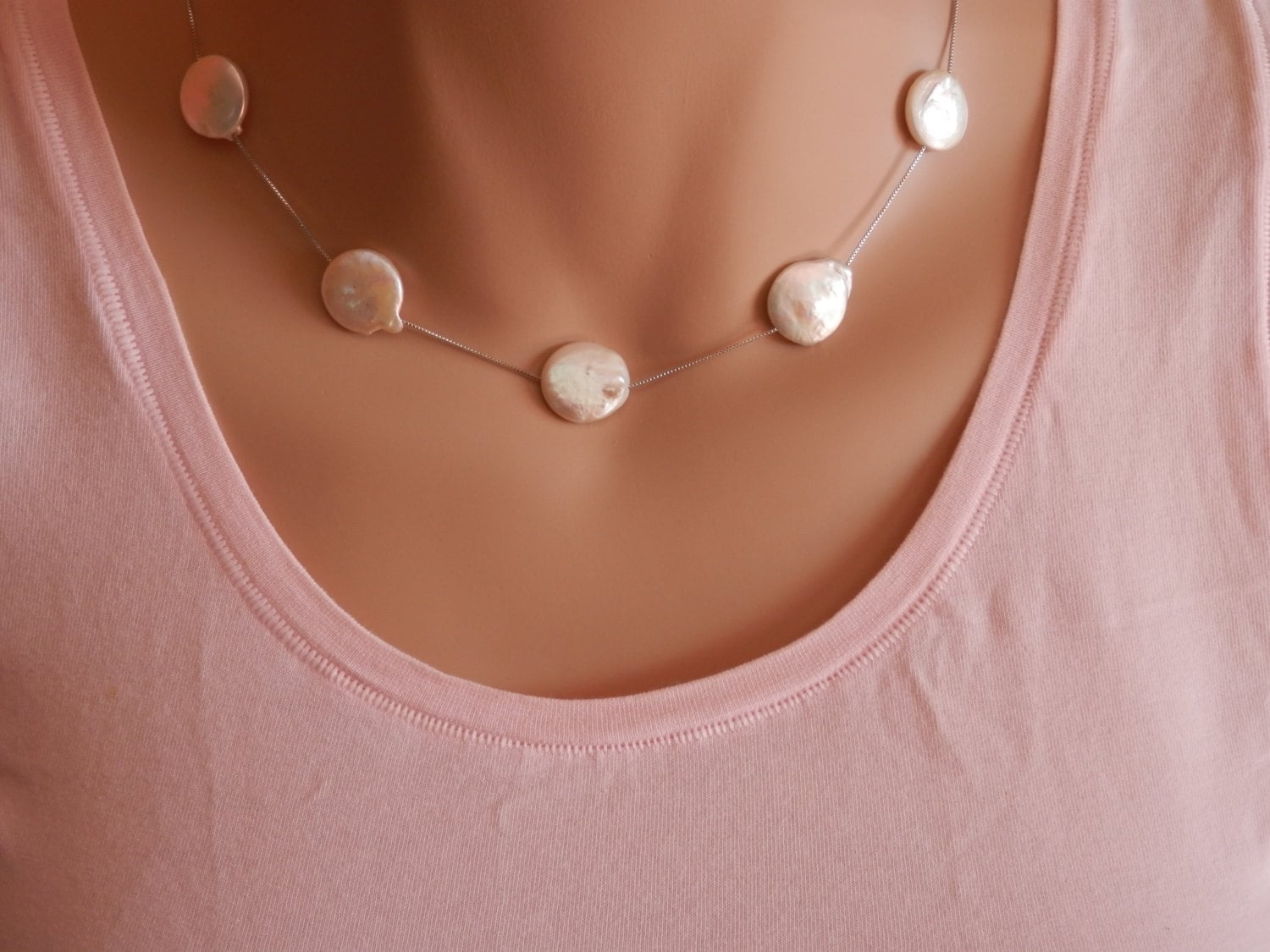 Barocke Perle Halskette, Süßwasser Weiße Perlen von PearlTales