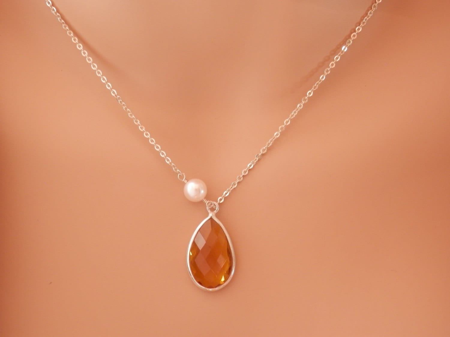 Citrin Kette November Geburtsstein Gelben Halskette Personalisierte Geschenke Brautjungfer Halsketten Schmuck von PearlTales