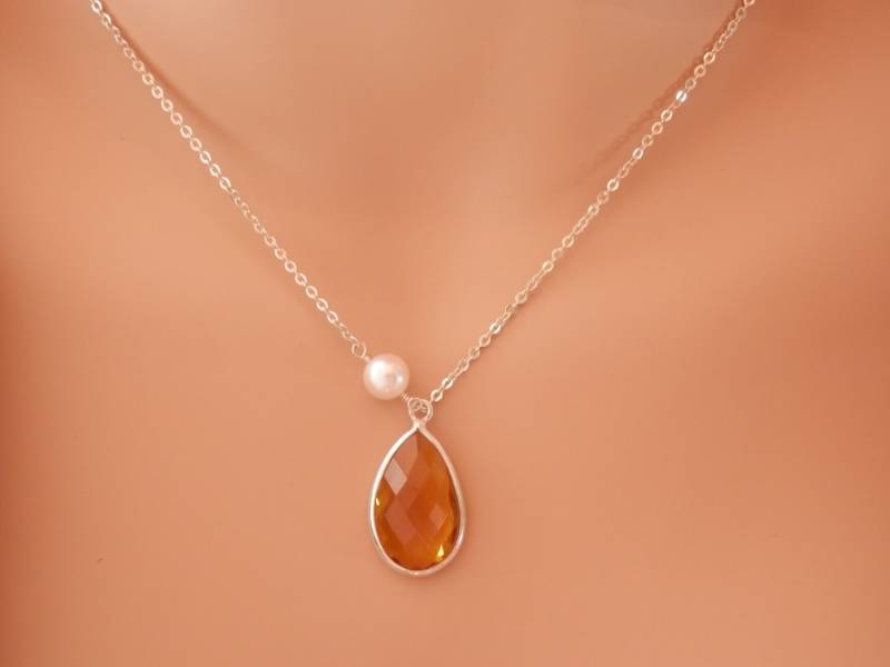 Citrin Kette November Geburtsstein Gelben Halskette Personalisierte Geschenke Brautjungfer Halsketten Schmuck von PearlTales