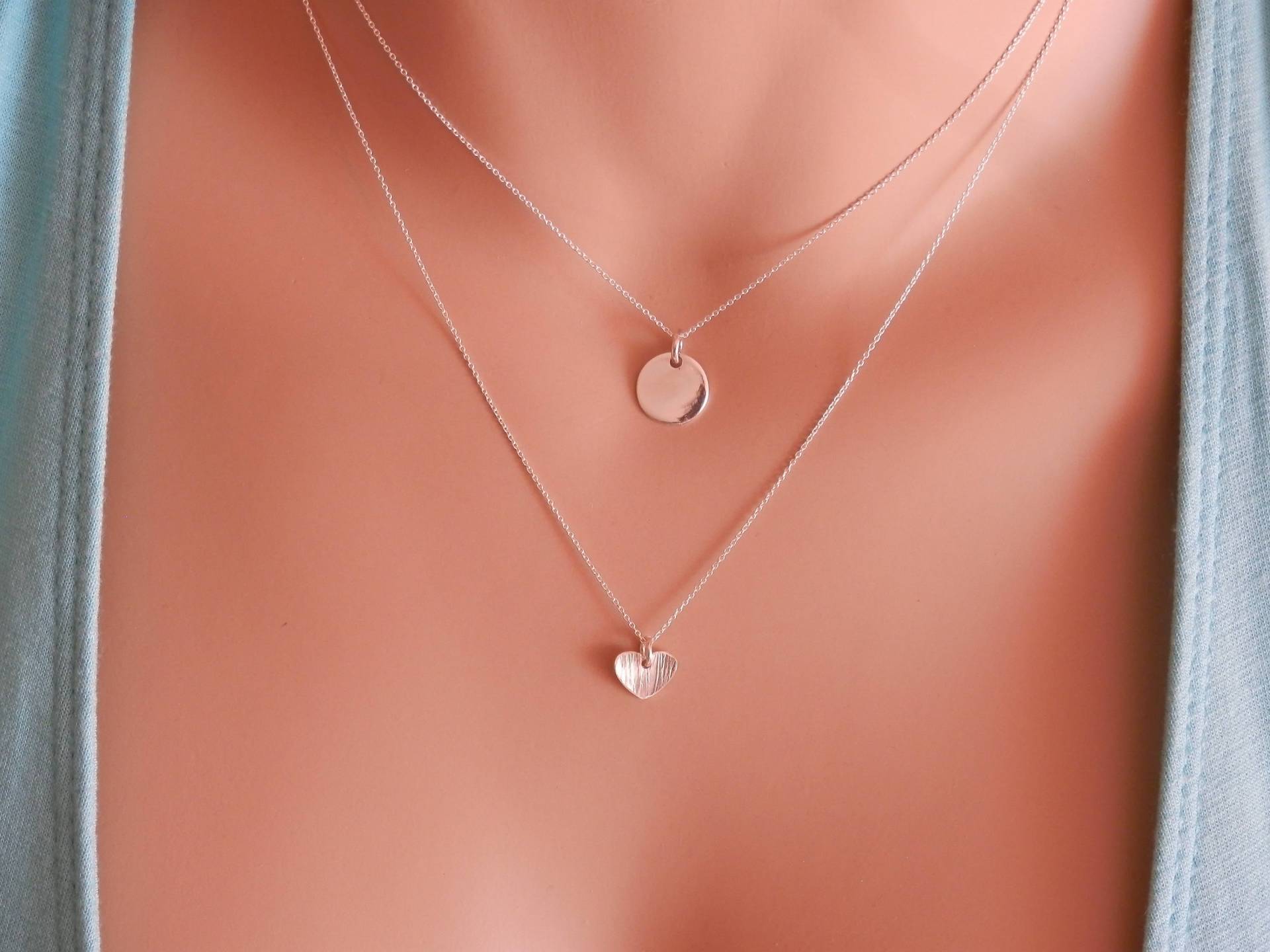 Gold Herz Halskette Rose Gold Anhänger Sterling Valentinstag Geschenk Charme Brautjungfern Halsband von PearlTales