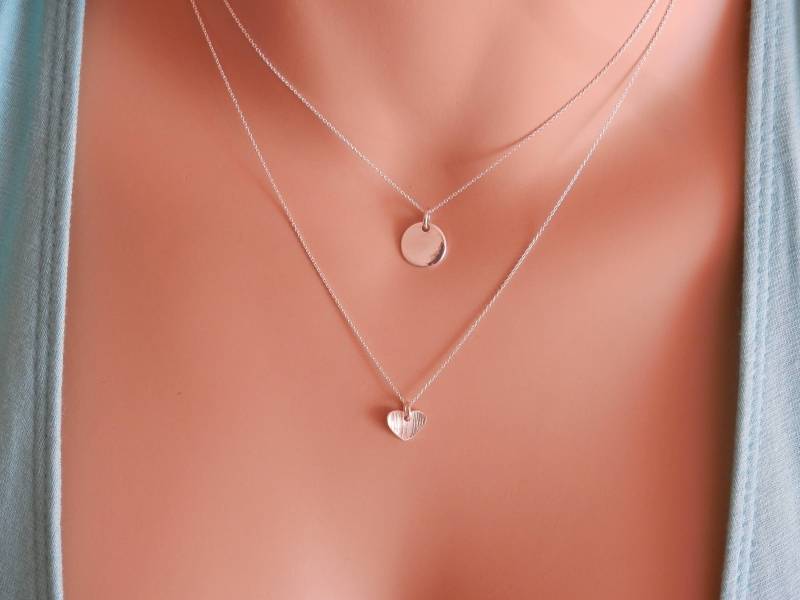 Gold Herz Halskette Rose Gold Anhänger Sterling Valentinstag Geschenk Charme Brautjungfern Halsband von PearlTales