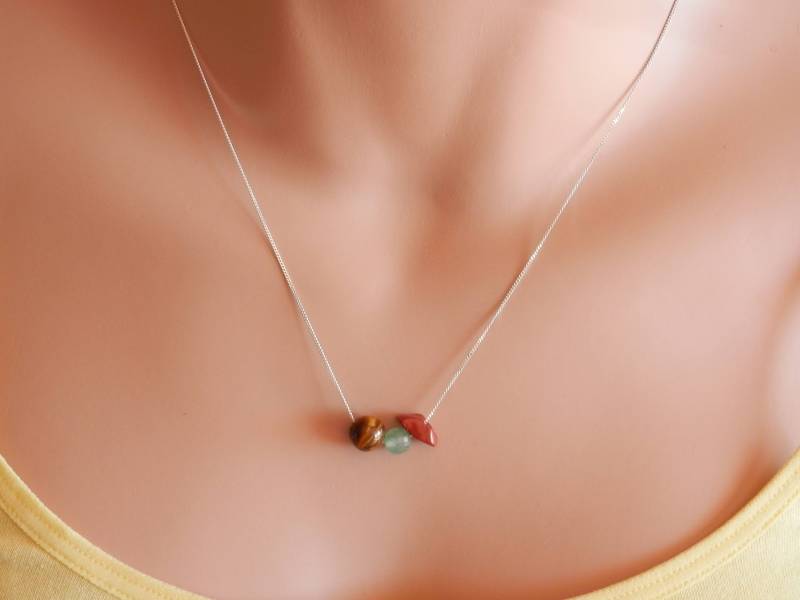 Roter Jaspis Halskette Grün Aventurin Tigerauge von PearlTales
