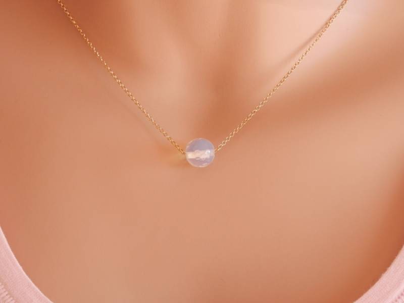 Zierliche Gold Halskette, Zierliche Opalith Halskette Gold, Schmuck, Opalit Mondstein Collier, Halsband, Anhänger, Schmuck von PearlTales