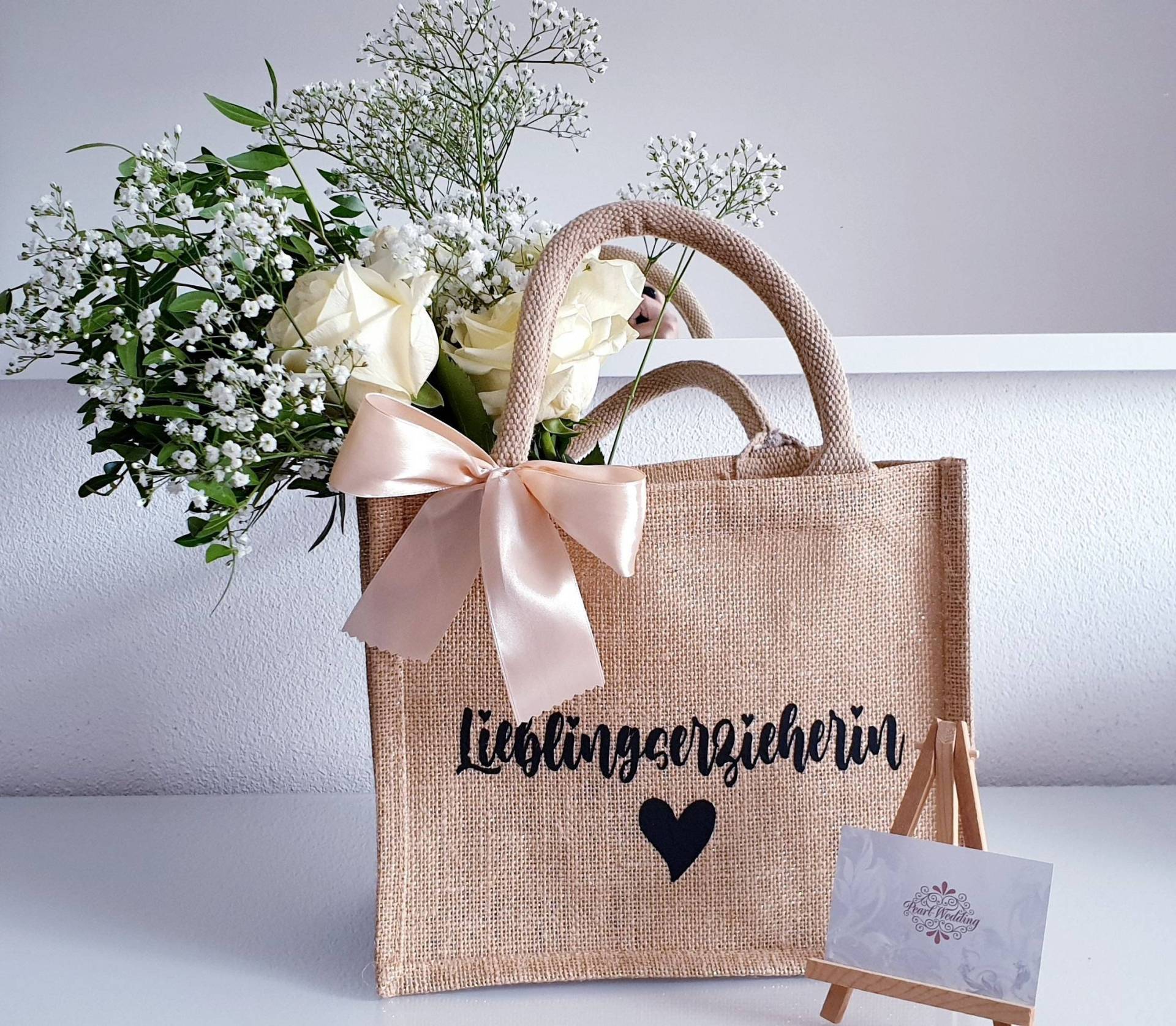 Personalisierte Jute Geschenktasche | Lieblingserzieherin Erzieherin Lieblingsmensch Party Strand Geschenk Lehrerin von PearlWeddingBirinci