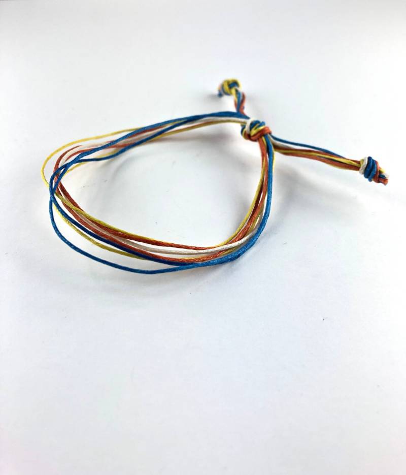Armband Surferarmband Freundschaftsbändchen Stoffarmbändchen 7-Reihig Orange Blau Gelb Creme Verstellbar von PearldiverJewel