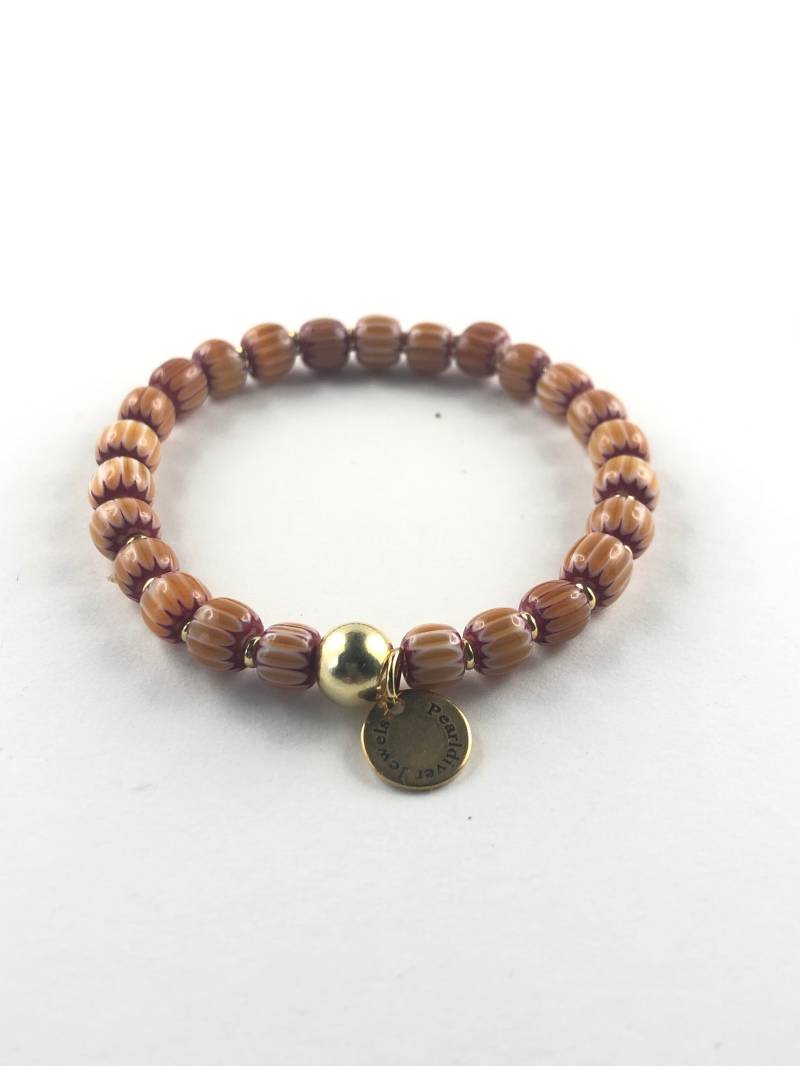 Flexibles Armband Mit Chevronperlen Vergoldete Sterlingsilberperle von PearldiverJewel