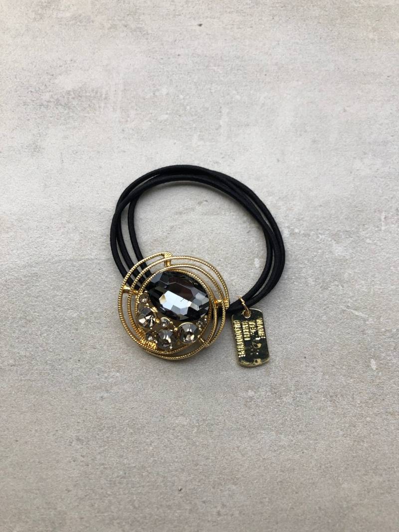 Haargummi Mit Strass-Rondelle in Anthrazit von PearldiverJewel