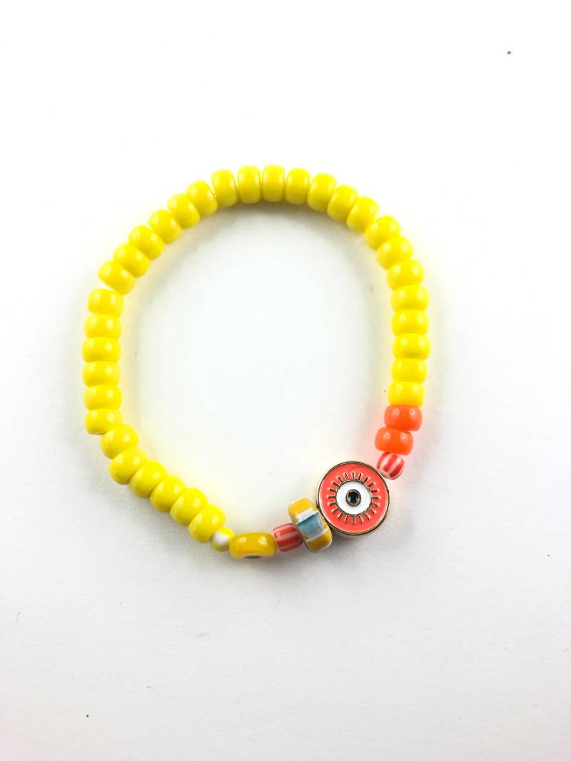 Süßes Armband Mit Glasperlen 6mm Und Lampwork Perle Chevronperlen Nazar Auge von PearldiverJewel
