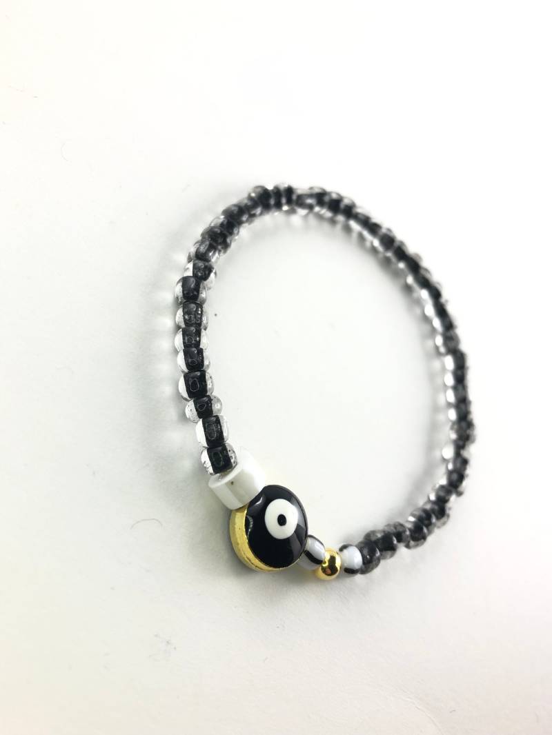 Süßes Armband Mit Rocailles Und Silber 925 Lampwork Perle Chevronperlen Nazar Auge von PearldiverJewel