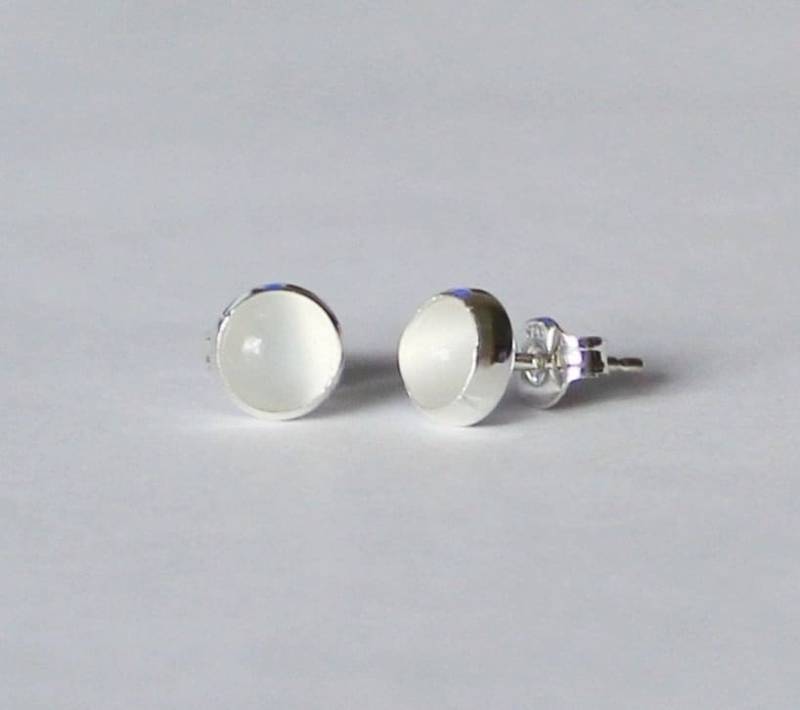5 Mm, 6 Mm Natürlicher Mondstein Ohrstecker, Sterling Silber Ohrringe, Silber Grau Leuchtende Geburtsstein Geschenk von Pearlland88