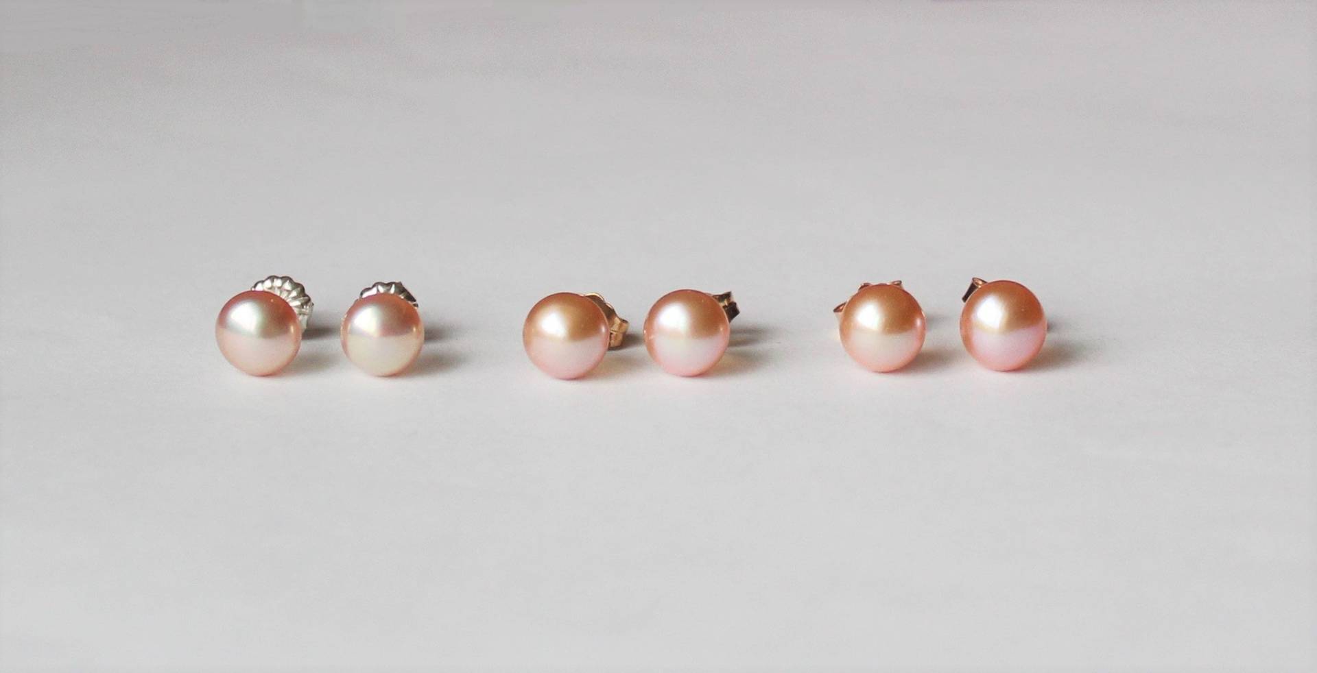 6-7 Mm Süßwasser Rosa Perle Ohrstecker, Rosa Brautjungfer Ohrring, Geschenk, Ohrringe, Brautparty Geschenk-Sets von Pearlland88