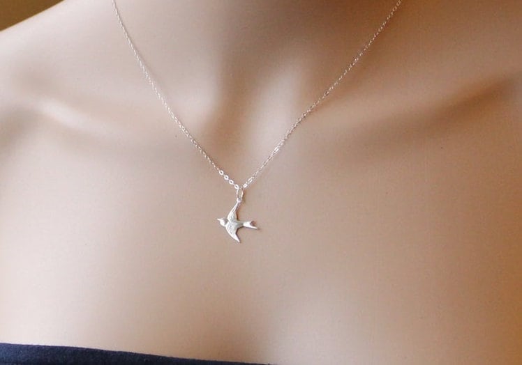 Taube Halskette - Sterling Silber, Vogel von Pearlland88