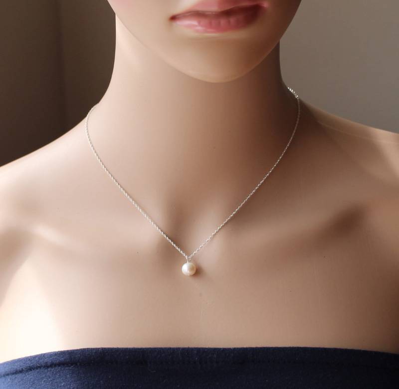 sterling Silber Echte Perle Halskette Süßwasser Anhänger Brautjungfer Geschenk Brautschmuck Hochzeitsgeschenk von Pearlland88