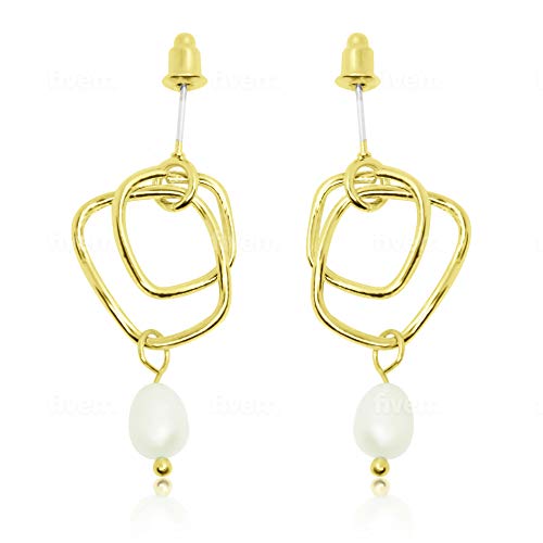 PoE - Moderne Perlenohrringe Knoten aus Messing - echte Zuchtperle halbrund - stylisches Design - Perlenschmuck mit Geschenkbox von Pearls of Eden