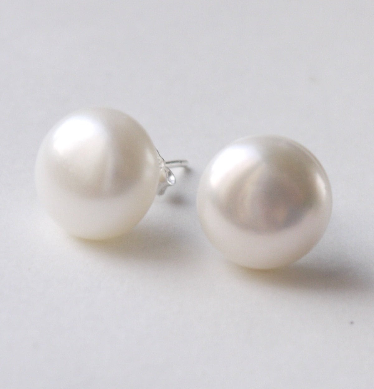 Große Süßwasser Perle Ohrringe 12 Mm - 13 Sterling Silber Ohrstecker von PearlsByTabs