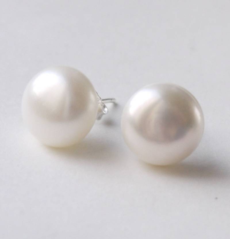 Große Süßwasser Perle Ohrringe 12 Mm - 13 Sterling Silber Ohrstecker von PearlsByTabs