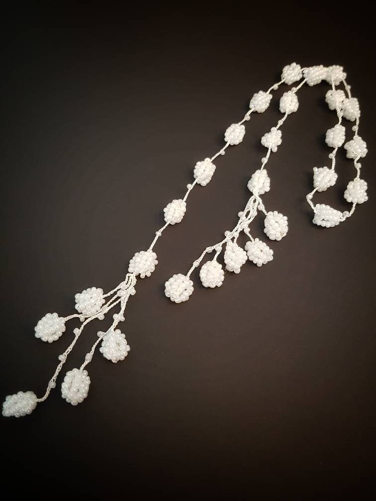 Handgehäkelte, An Beiden Enden Offene Kette Aus Glasperlen von PearlsOfAlibaba