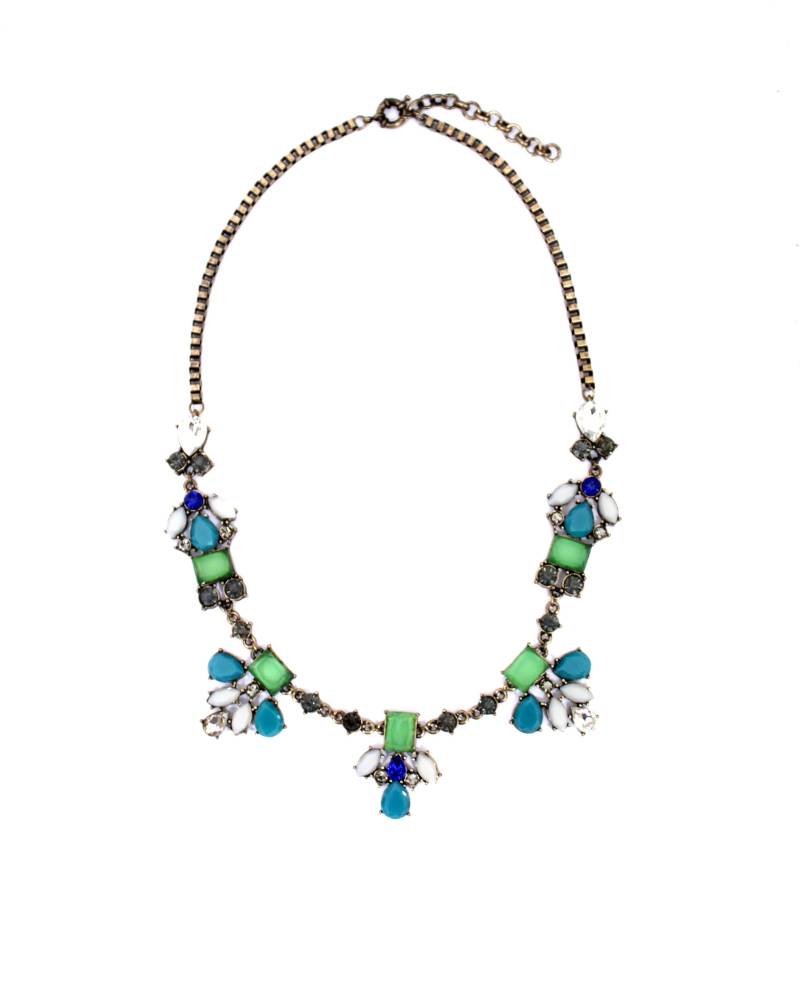 Blau & Grün Harz Stein Statement Halskette Messing Bienen Schmuck von PearlsandBeyond