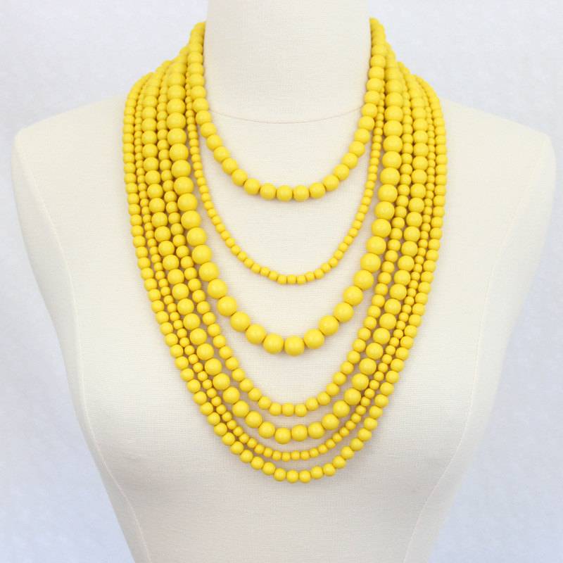 Gelbe Perlen Multi Strang Statement Halskette von PearlsandBeyond