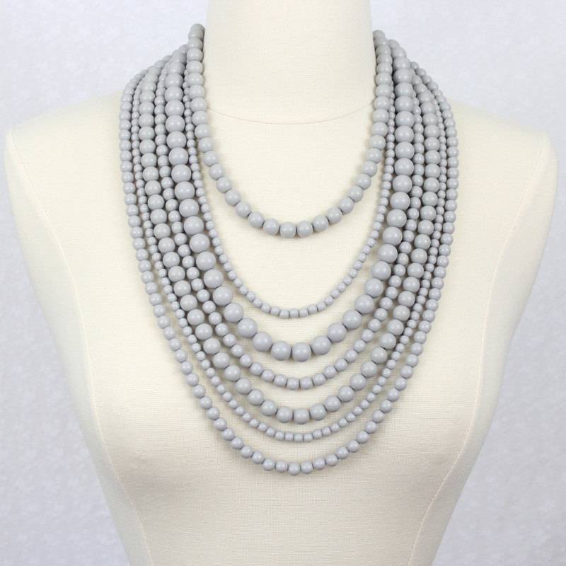 Graue Perlen Multi Strang Statement Halskette Harzperlen von PearlsandBeyond