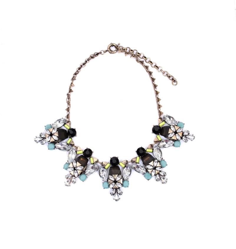 Minze Kristall Statement Halskette Strass Bib Halskette von PearlsandBeyond