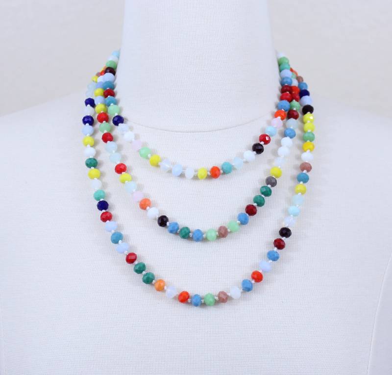 Multi Color Crystal Beaded Halskette 48 "Glasperlen Statement Schmuck von PearlsandBeyond