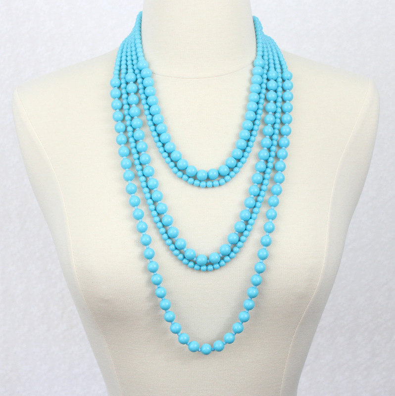 Pastell Blau Perlen Multi Strand Statement Halskette von PearlsandBeyond