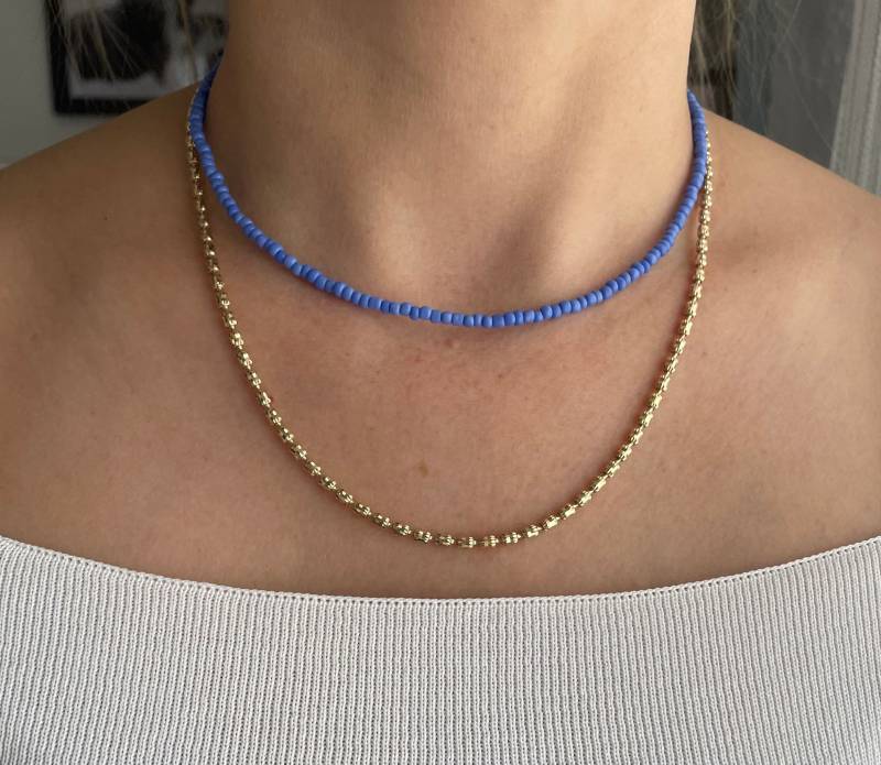 Perlenkette Chocker Mit Blauen Perlen - 10073 von Pearlsbyhelin