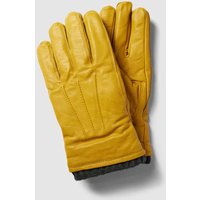 Pearlwood Handschuhe aus Ziegenleder mit Ziernähten in Gelb, Größe S von Pearlwood