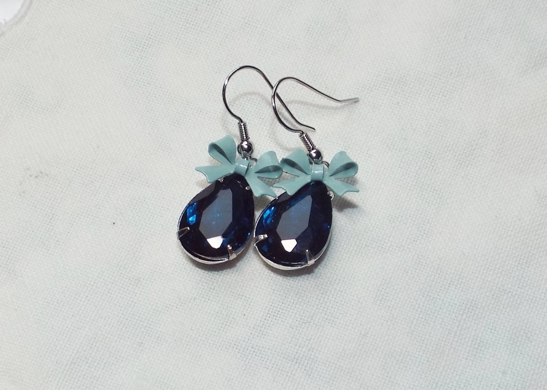 Ohrringe Vintage Love Juwelen Liebchen Seeblau Silber Mit Schleife Mint Ohrhänger von PearlysSchatzkammer